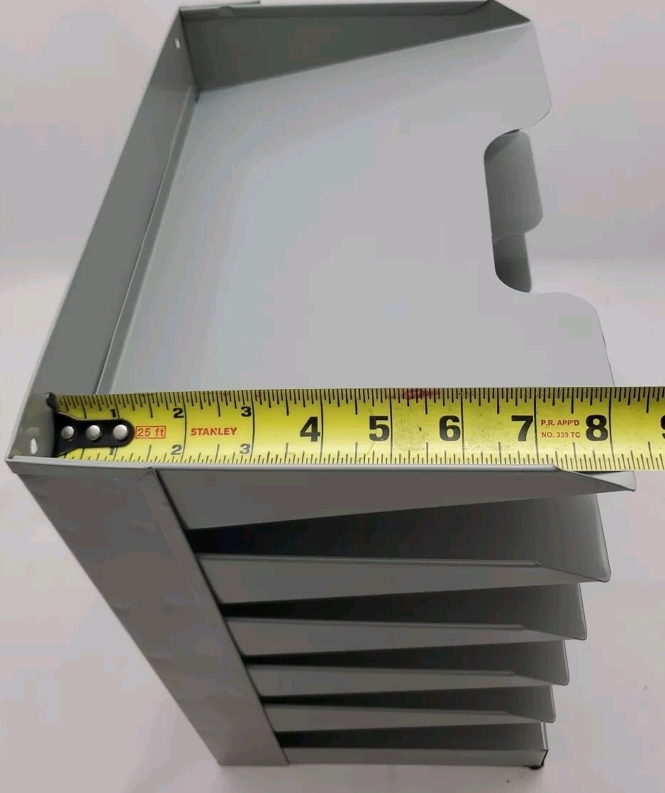 Horizontal Heavy Duty Metal Grey 6 Slot Desk / Wall File Tray ~New