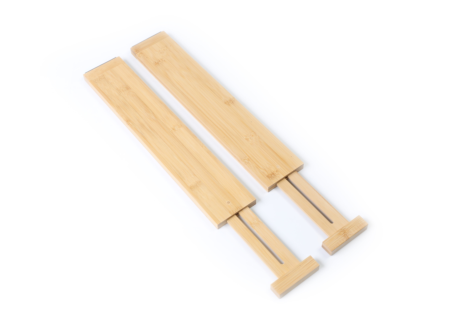 2PC Bamboo Kitchen Organizer Expandable Drawer Dividers, 17.5-22.8×0.59×3.1in