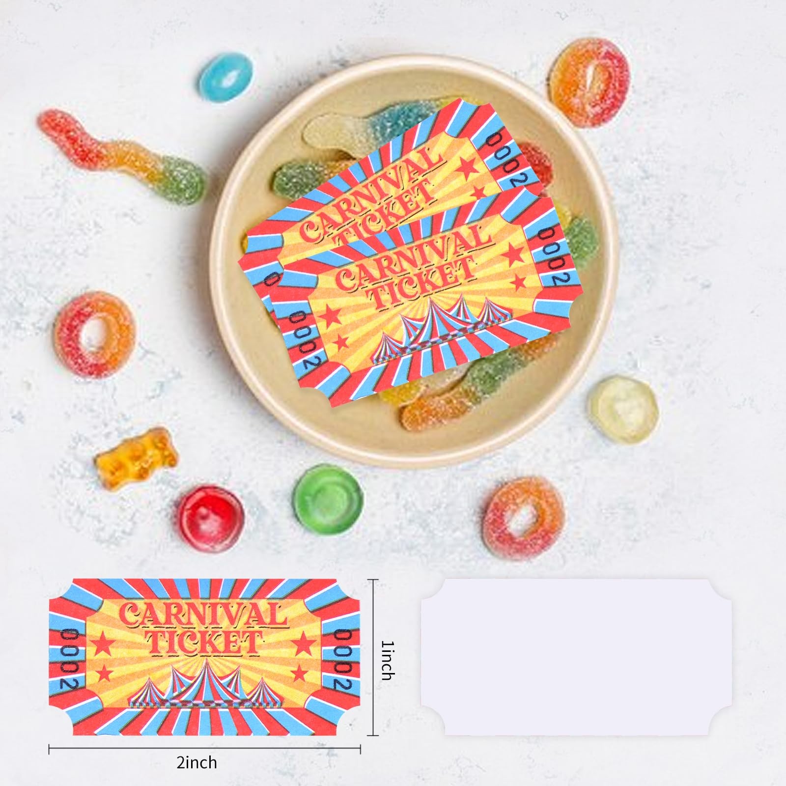 1000 Pieces Carnival Roll Tickets Raffle Single 1000 Pcs, Red