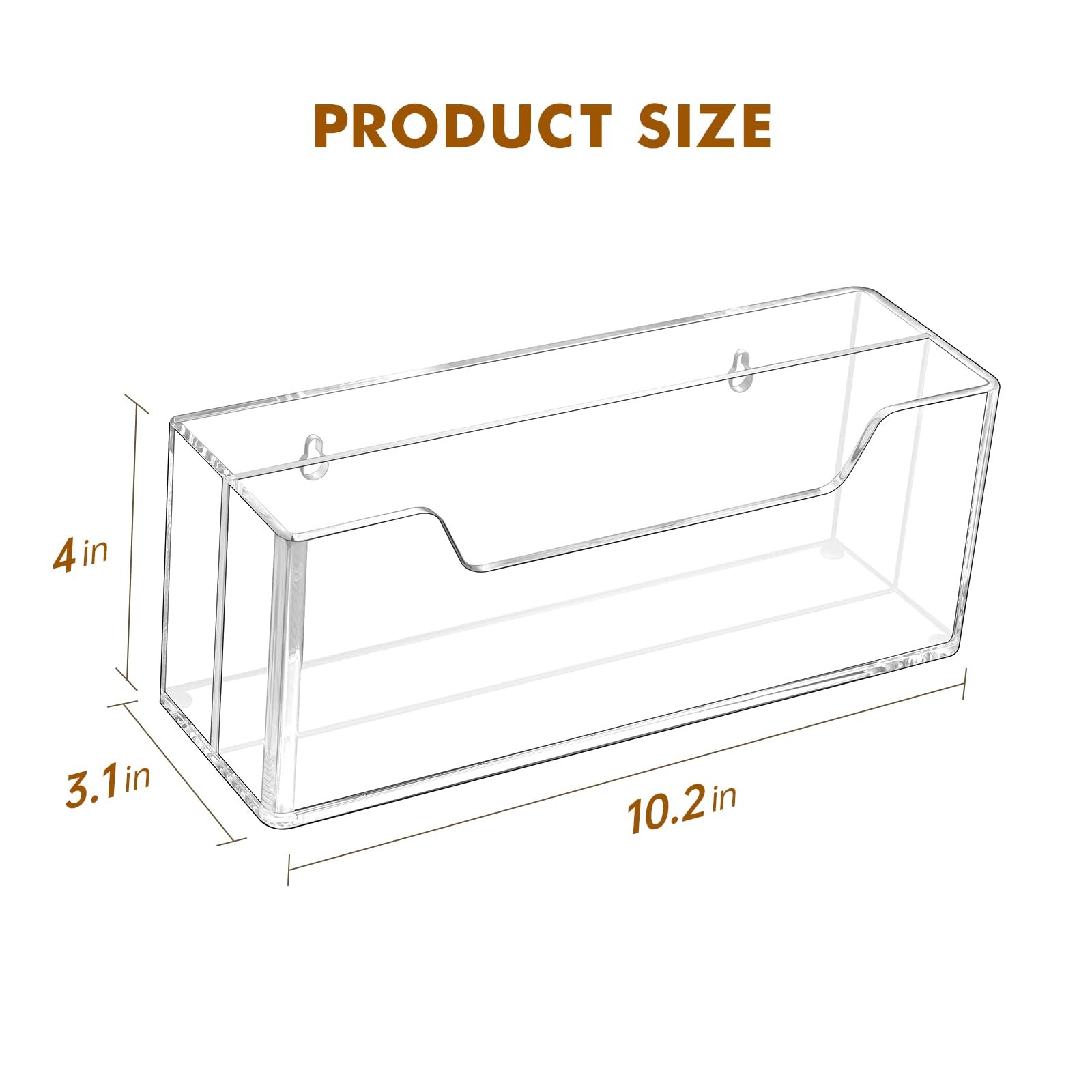 Clear Acrylic Mail Organizer #10 Envelopes 2Slot Wall Mount Letter Rack