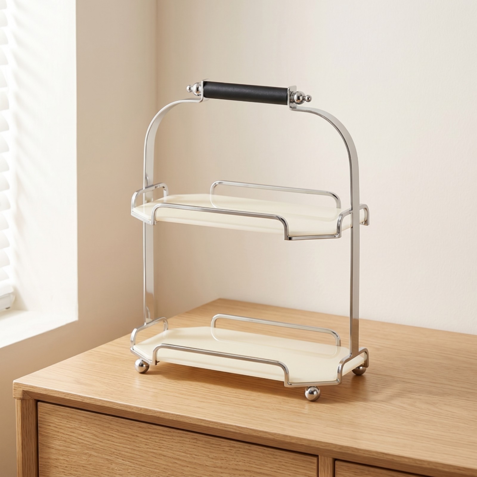 Organizer with Carrying Handle Portable Octagonal Shelf Rack for Dressing Table