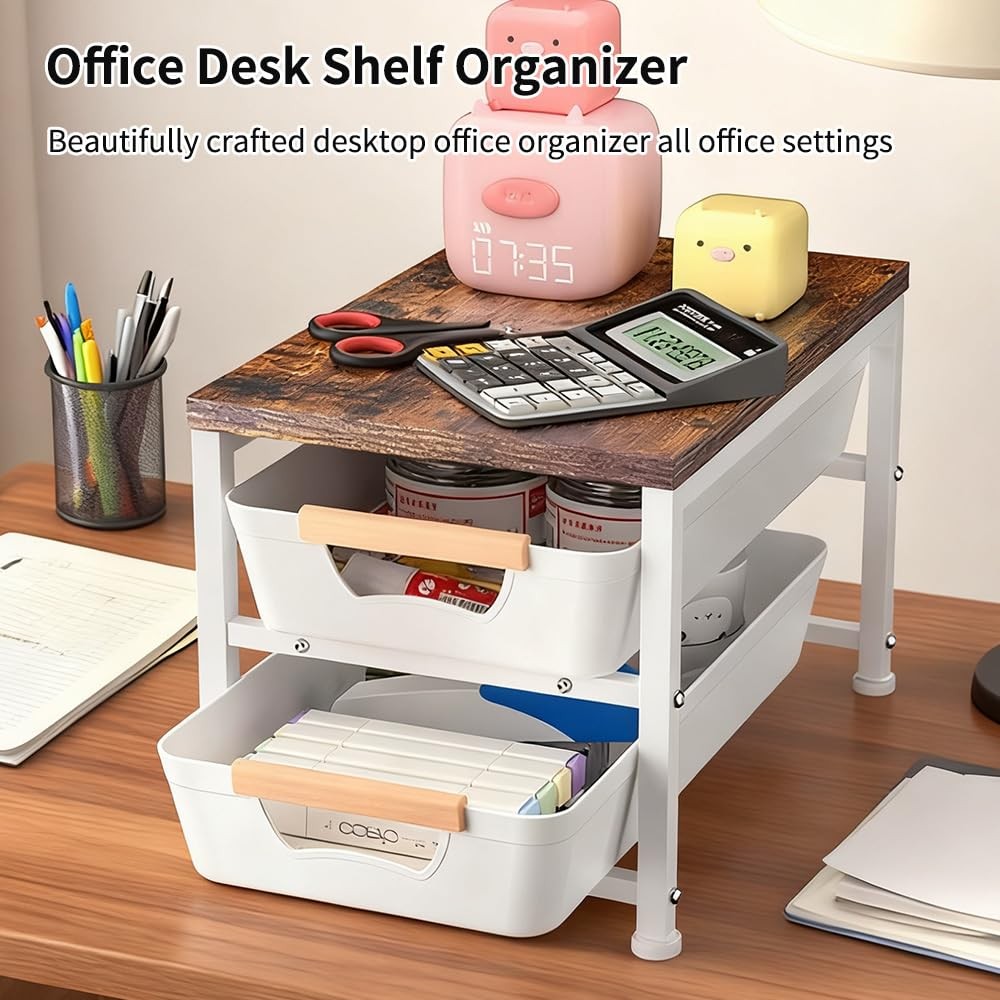 Janebert Office Desk Shelf Medium(14.96″D x 9.45″W x 11.02″H), White