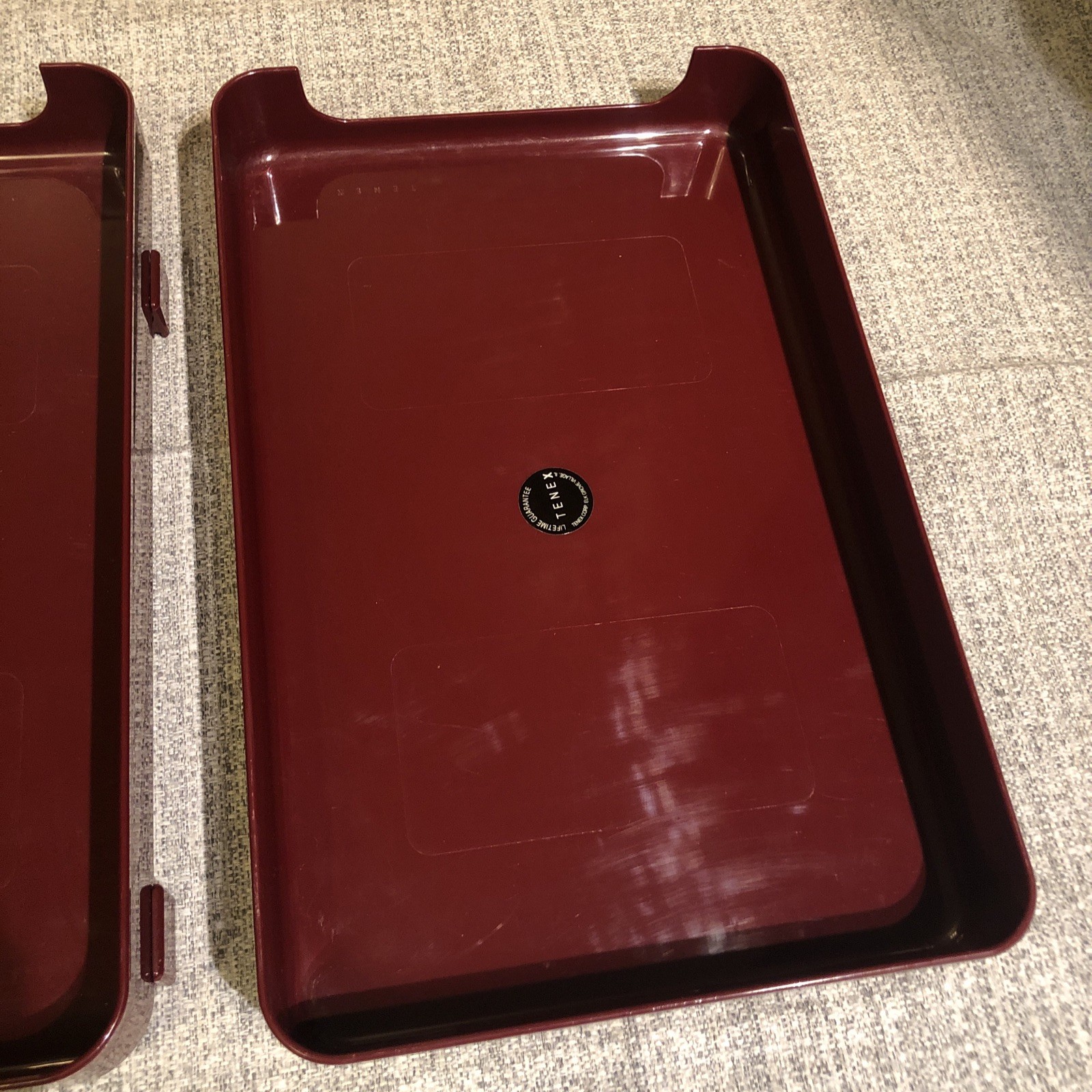 VTG 80s TENEX 200 Class Stacking Legal Size 3 Tier Office Desk Tray Set Burgundy