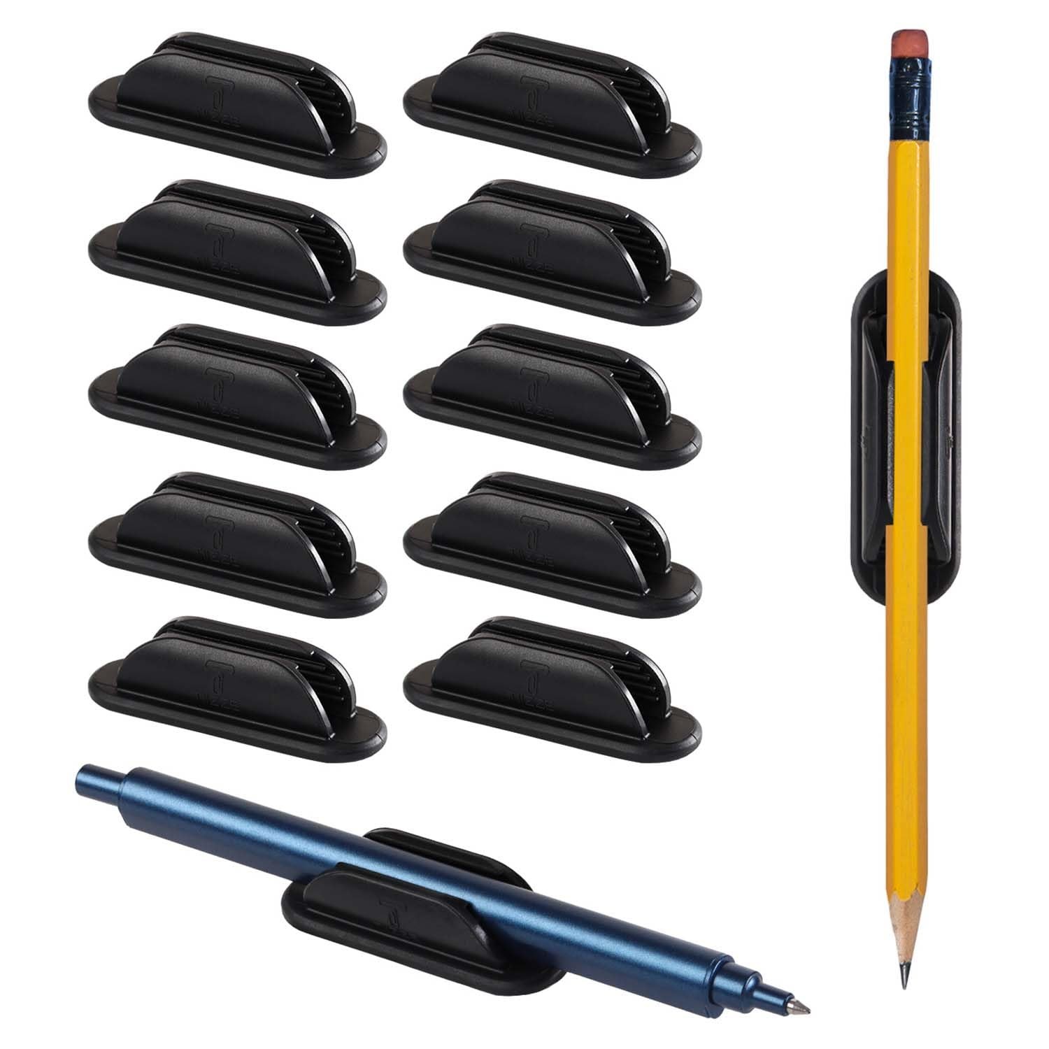 Adhesive Pencil Holders for Desk Set of 10 – Silicone Pen Holder with 15 PCS …