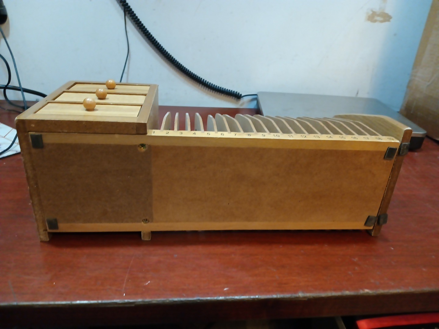 Vintage Wooden Desktop 31 Day 32 Slots Bills Mail Organizer