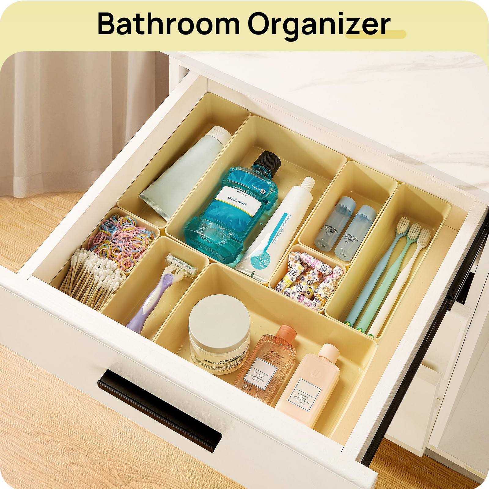 25 PCS Plastic Drawer Organizer Set 4Size Vanity Makeup Bathroom Tray