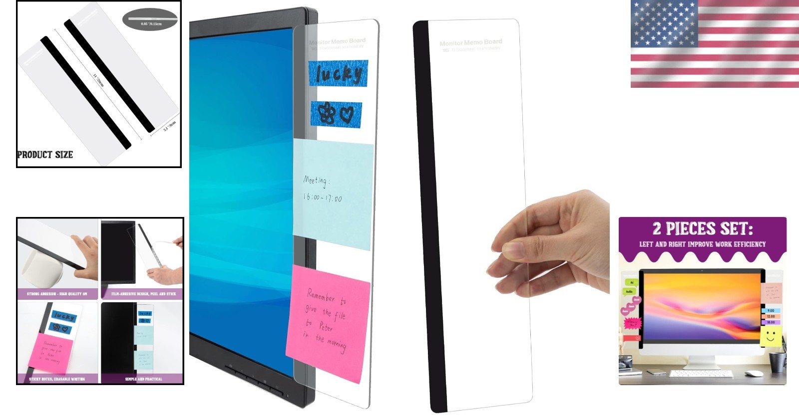 Elegant 2-Piece Acrylic Computer Monitor Memo Board – Perfect for Organization