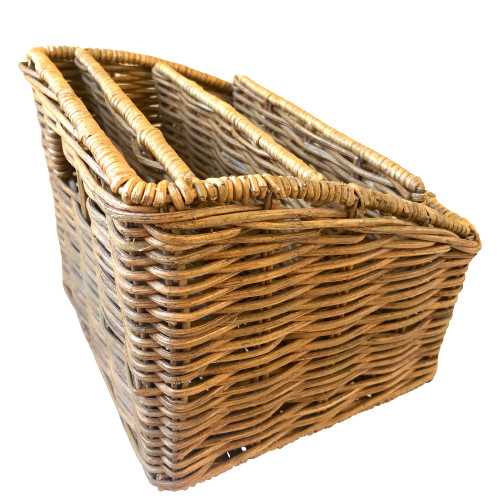 Wicker Office Organizer Mail Holder Basket Vintage Desktop