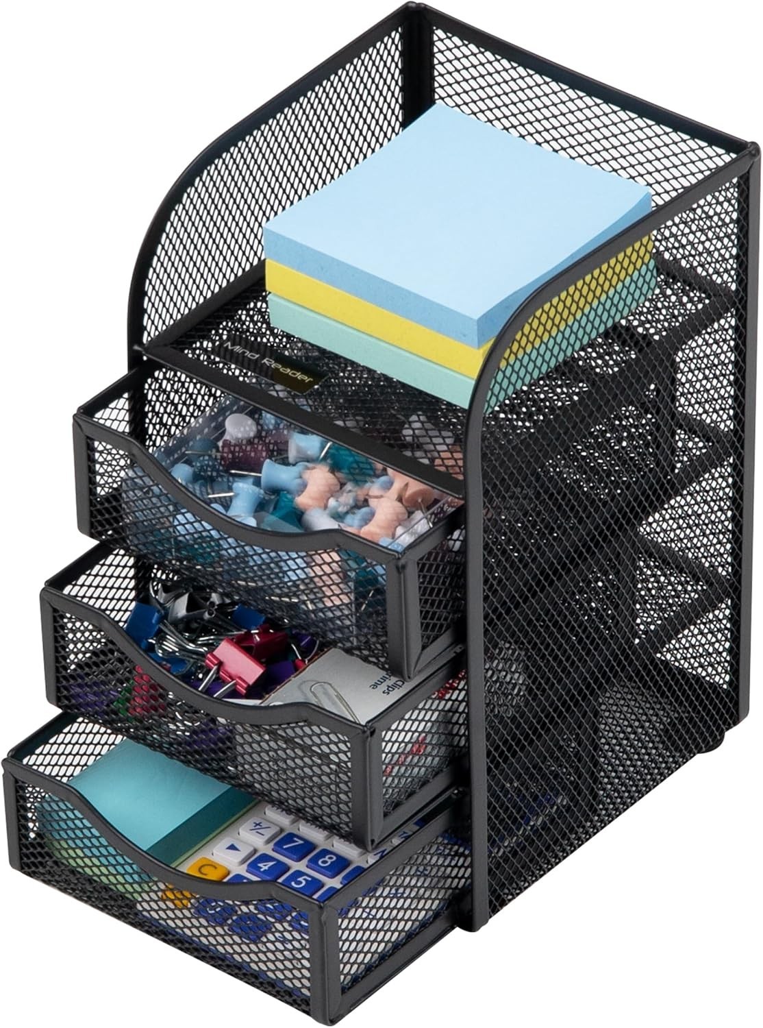 Desktop Accessory Storage, Paper Binder Clip Basket, Workspace, Office, Metal…