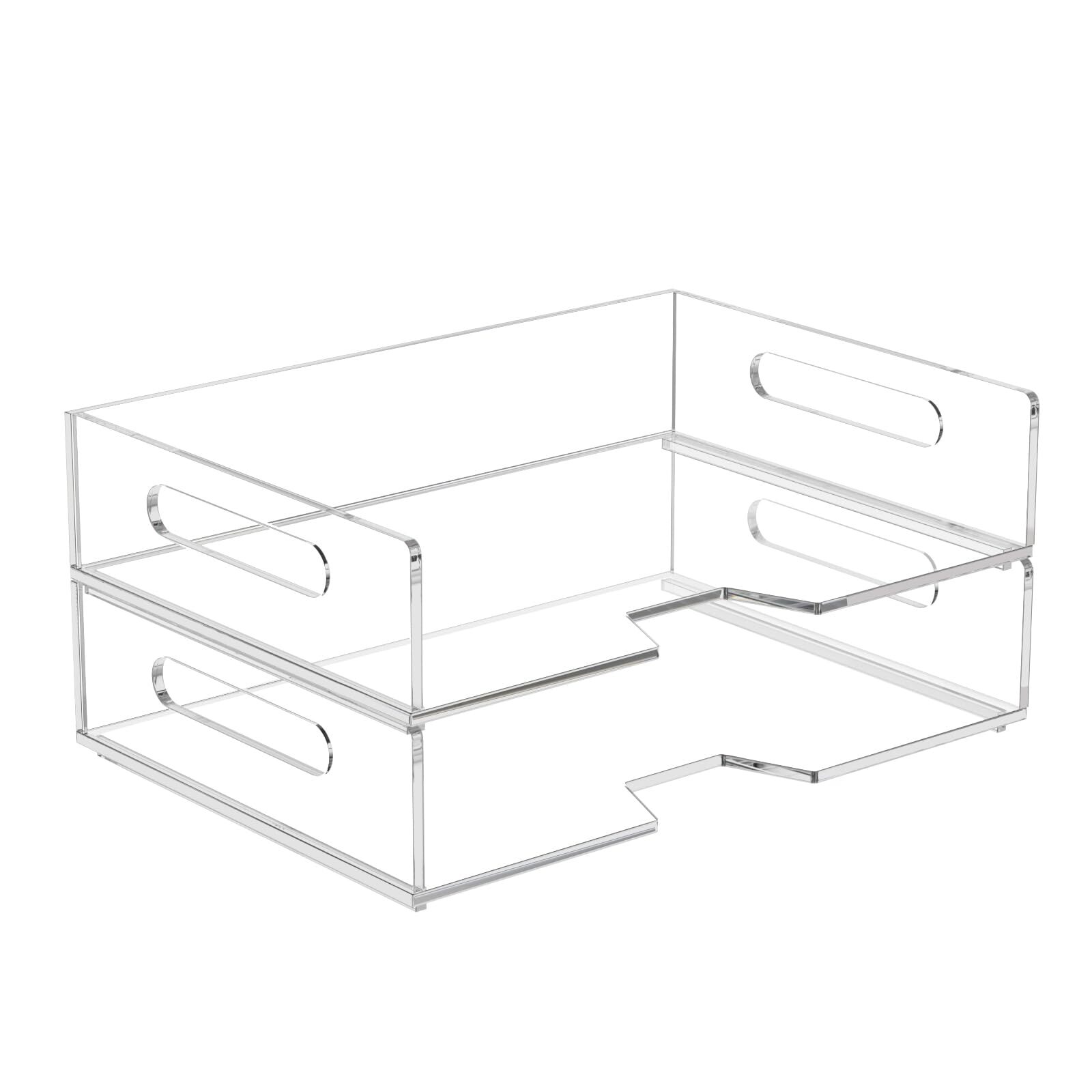 Acrylic Paper Tray 2 Pack Clear Letter Tray Desk Stackable Organizer Tray For Sc