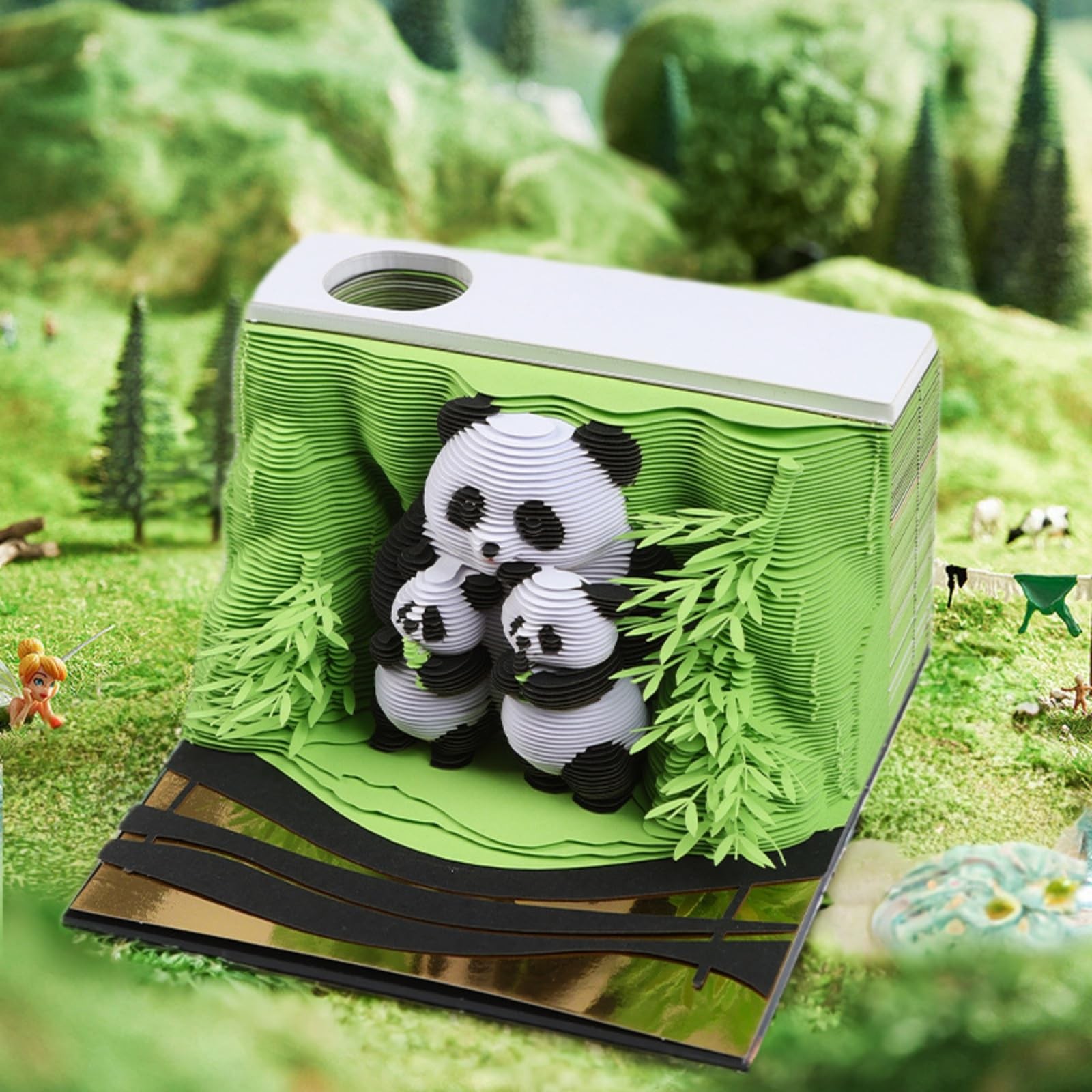 3D Calendar 2026, Panda Family Time Piece Calendar 2026, Daily Tear-Off Memo Pad