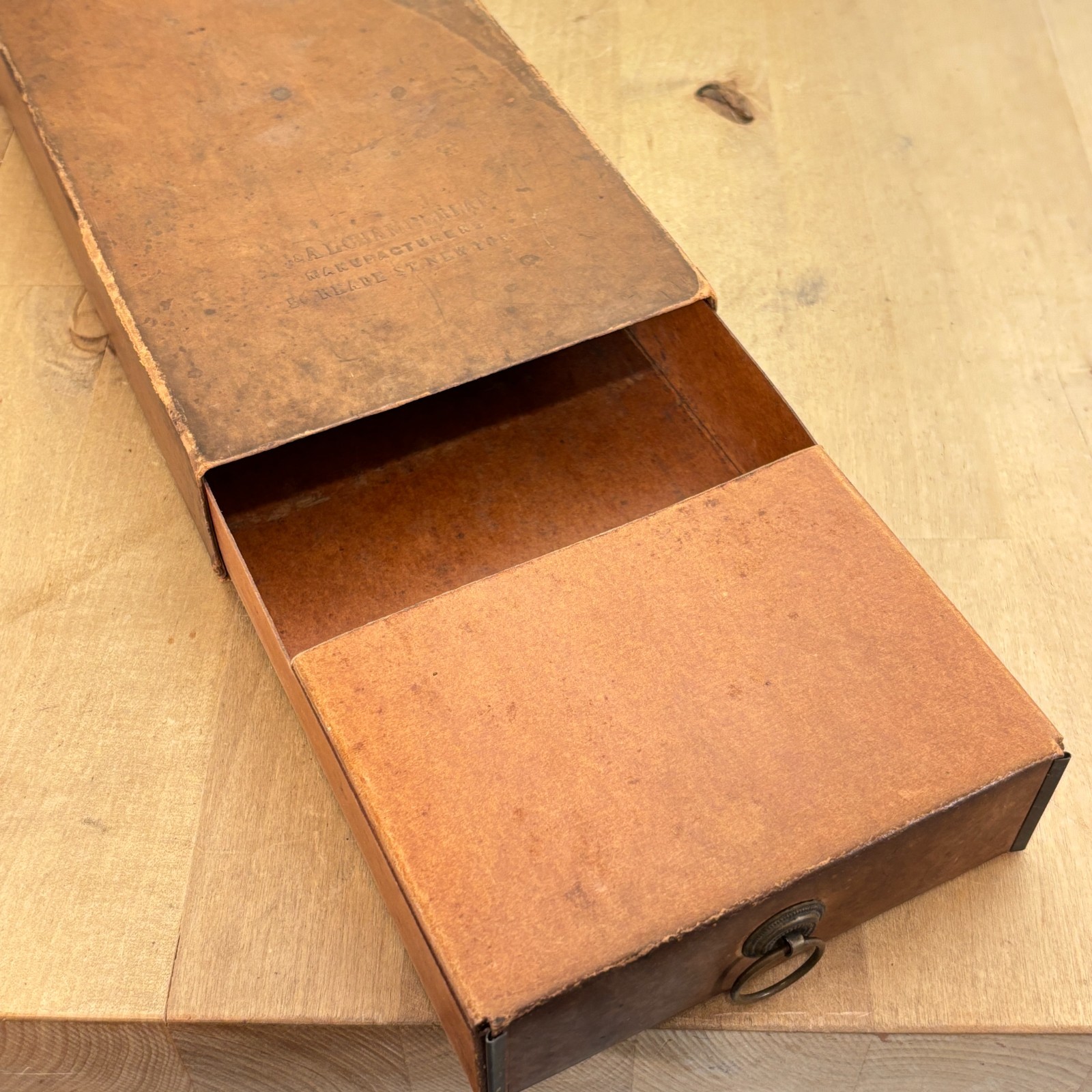 Vintage Office Desk Accessory, CC&AL Chamberlain Cardboard Single Drawer w Pull