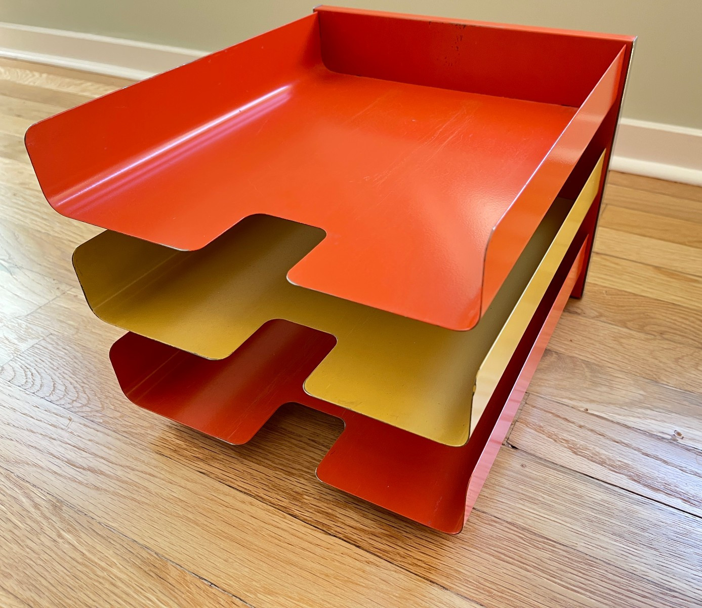 Mosler Harbor Metal Letter Tray Organizer Mid Century Modern 3 Shelf Vintage MCM