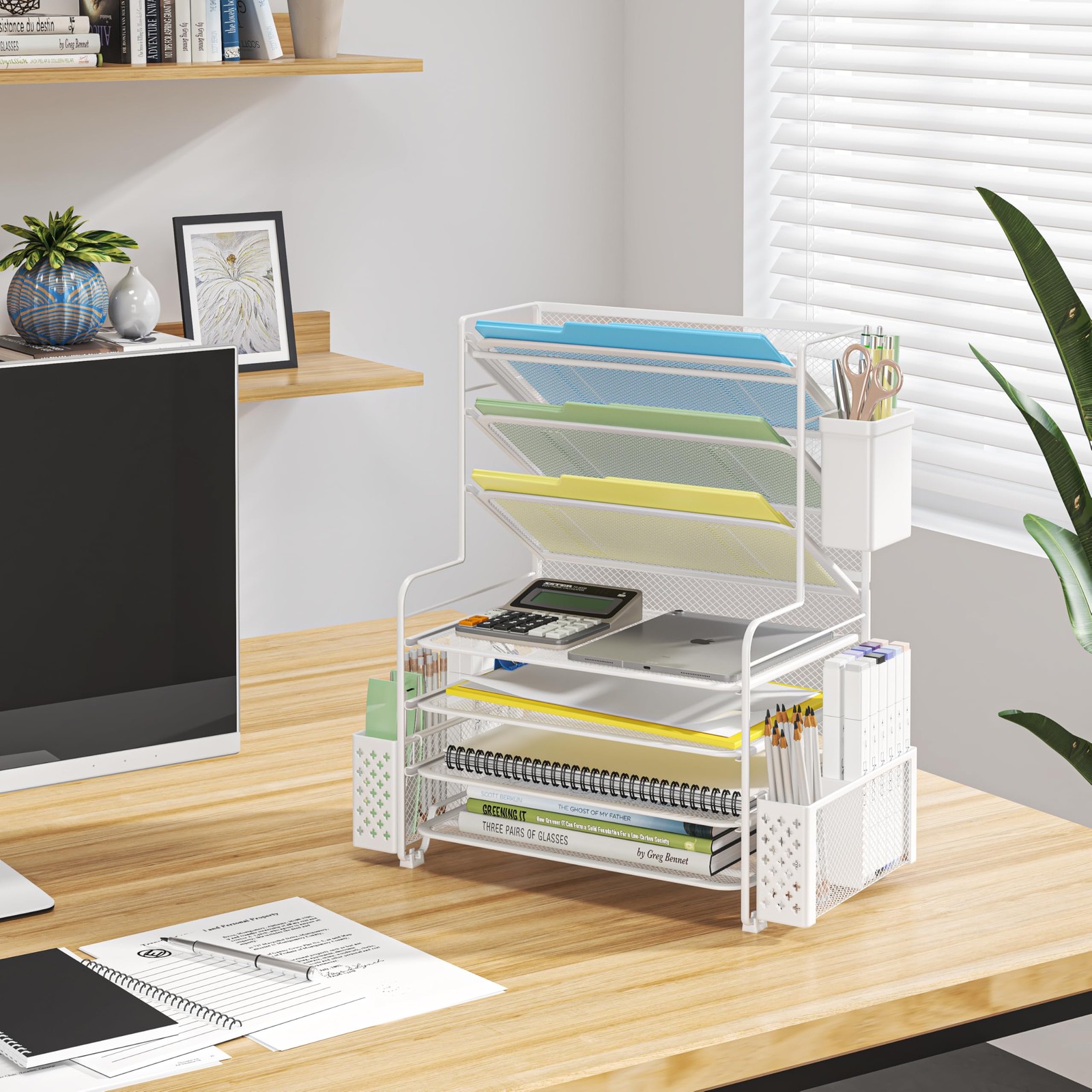 Simple Trending 7 Tier Desk File Organizer Letter Tray Paper Organizer Pen