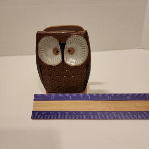Vtg Brown Owl 4″ Stoneware Pen Letter/NotePad/Napkin Holder UCTCI Japan Ceramic