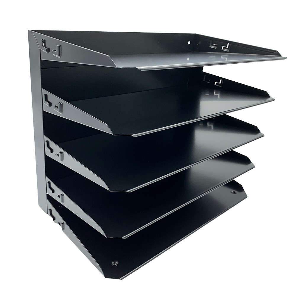 Huron Horizontal 5 Legal Slot Steel Desk Organizer Black HASZ0161