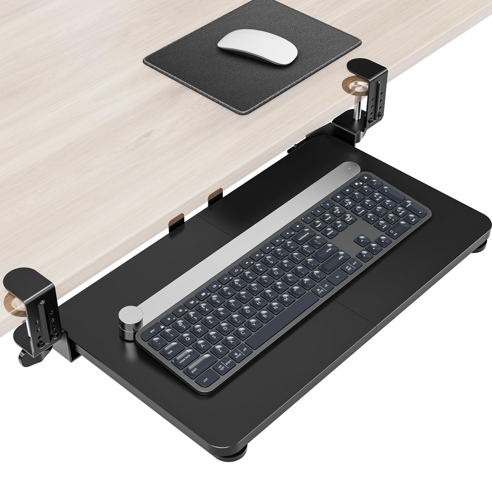 Zontera Ergonomic Mouse & Keyboard Tray Under Desk, Pull Out Small, Black