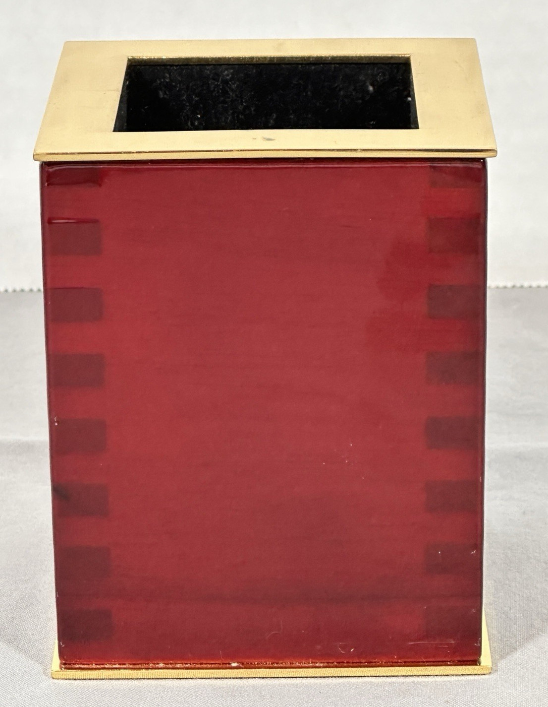 Washington University St Louis Desk Pencil Holder Wood Brass Tone Office Cup