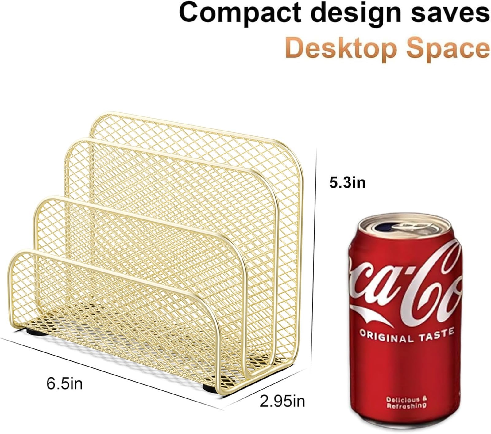 Gold Metal Countertop Mail Organizer 3 Slot File Letter Holder Desk Rack