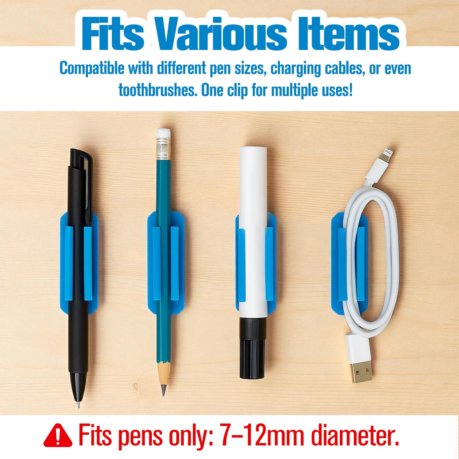 New Pencil Desk Holder for Grips Adhesive Student Classroom Pen Clip Wall Sil…