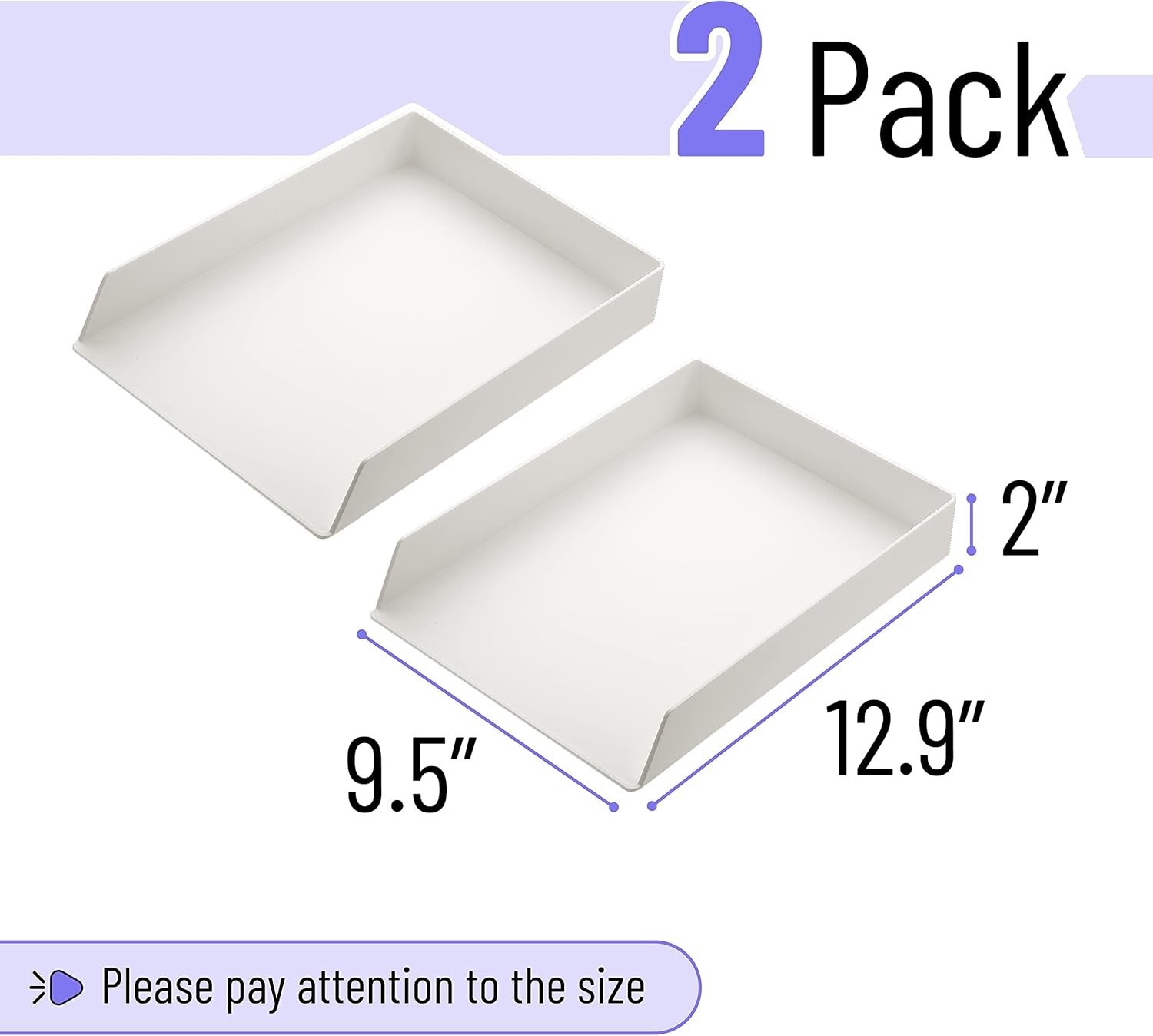 – Letter Tray Desk Organizer Plastic 2 Pack White File Organizer Desk Paper