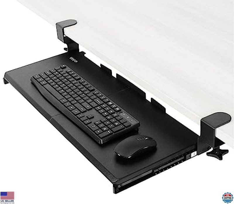 VIVO MOUNT-KB05E Under Desk Keyboard Tray – 27″ x 11″ Slide-Out Platform, Black