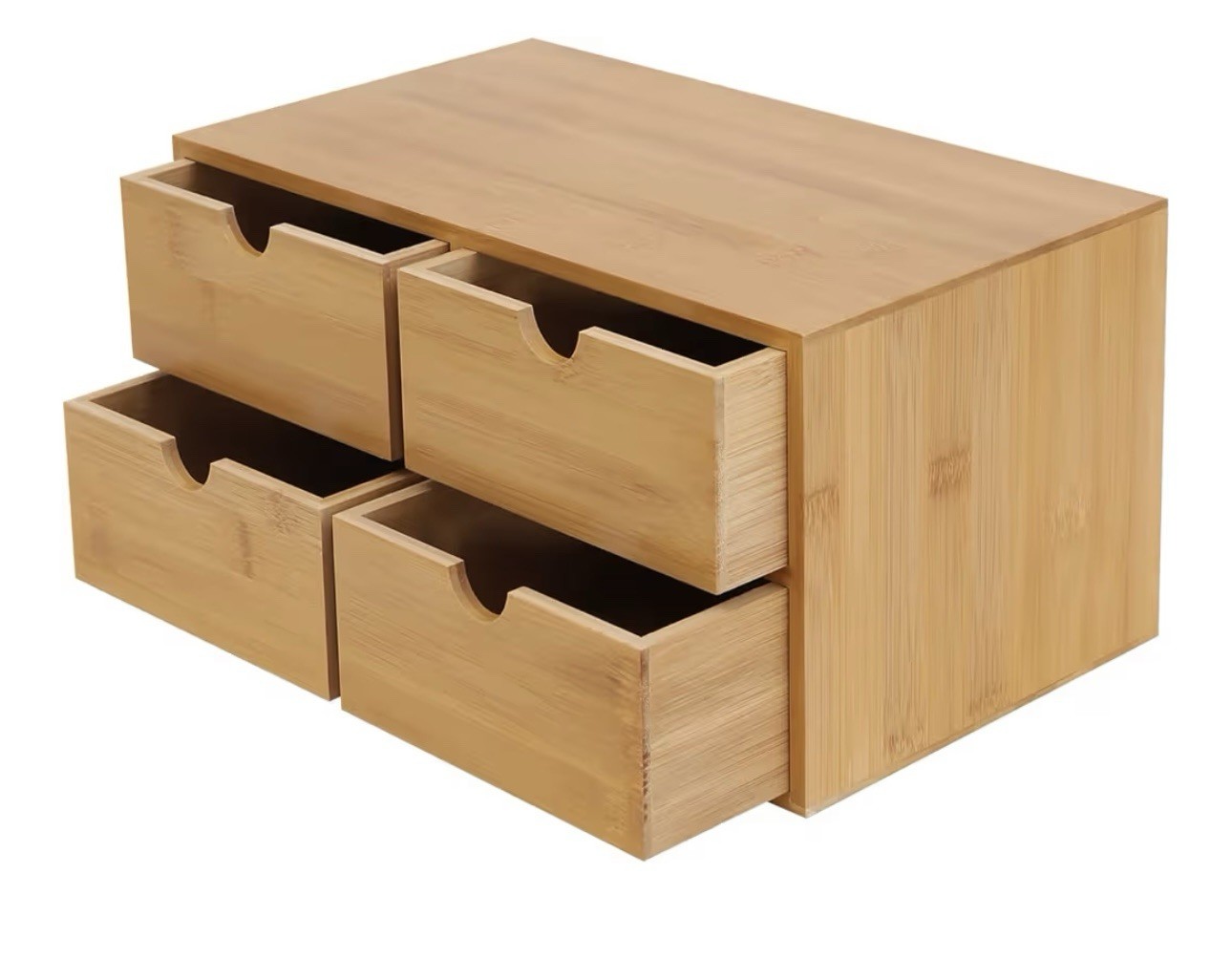 NEW Bamboo Desk Organizer 4 Drawers Tabletop Storage Box