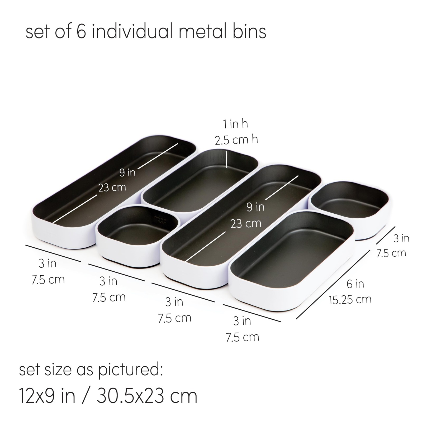 6 Piece Metal Stacking Bins + Drawer Organizers Set: Elevate Your Desk Organi…