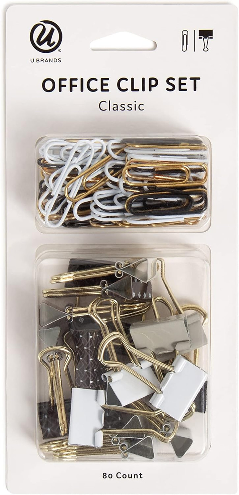 U Brands Office Accessory Kit, Office Supplies, Includes 60 Paper Clips and 20 S