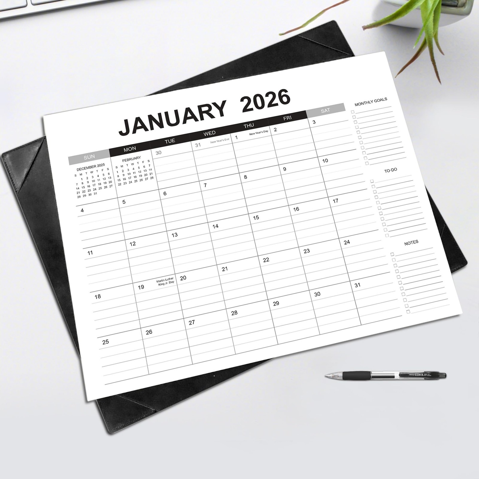 Desk Calendar 2026-2027 with Desk Mat – 22″ x 17″ Large Desk Pad Calendar Runs f