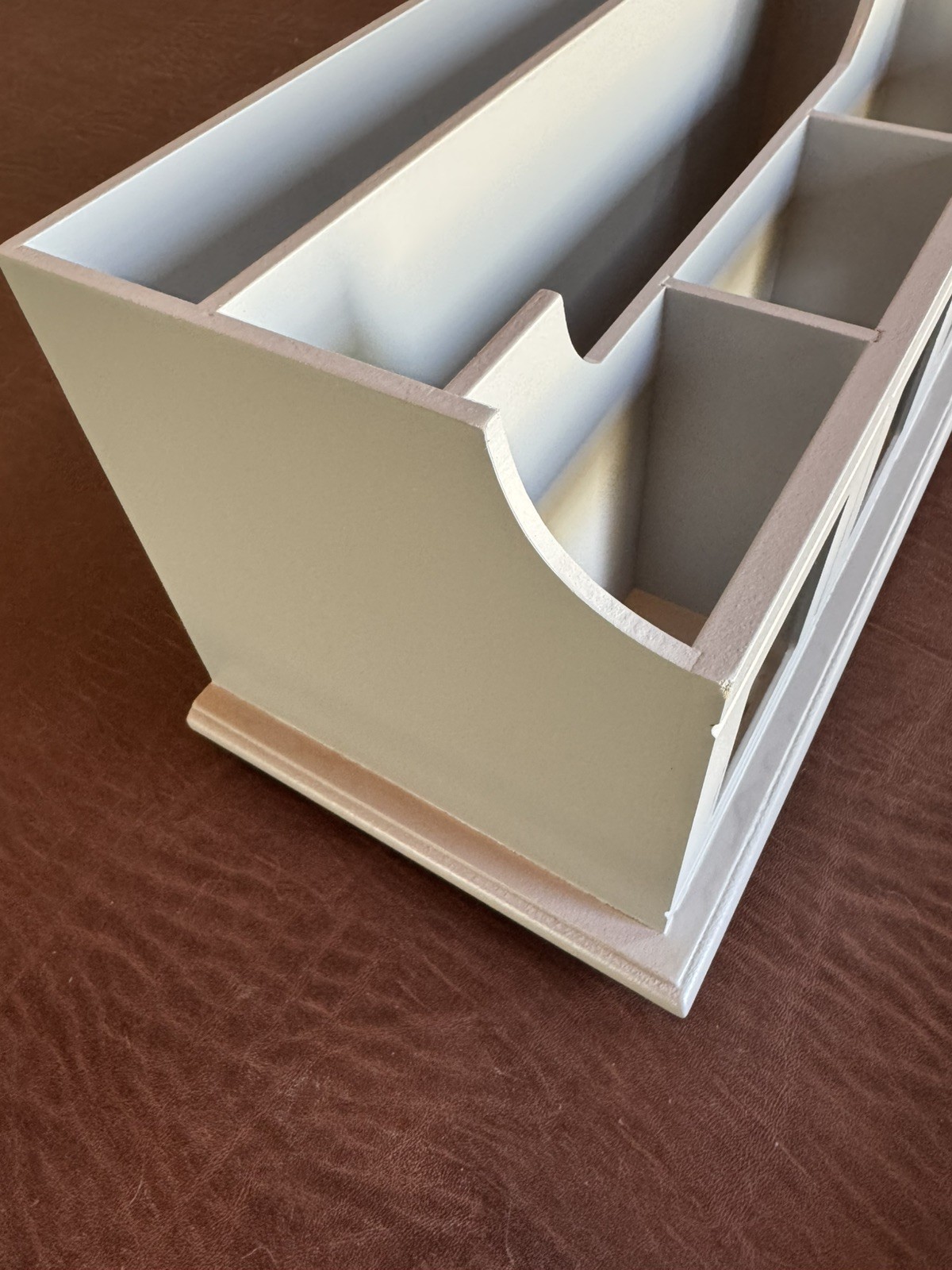 Grey wood desk top organizer