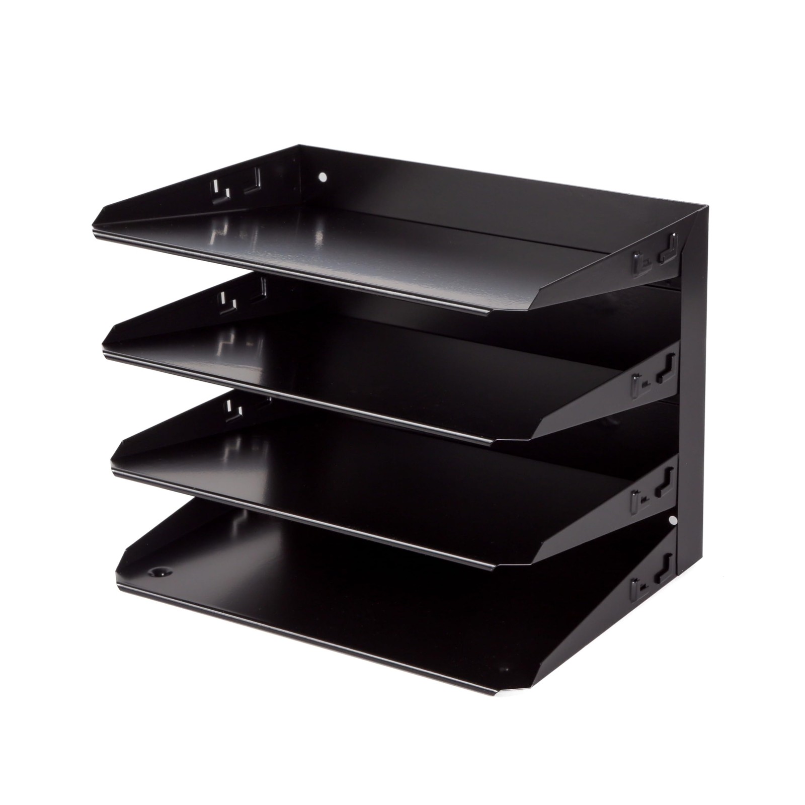 Desktop Horizontal 4-Slot File Binder Organizer Storage Letter Tray, Black Co…