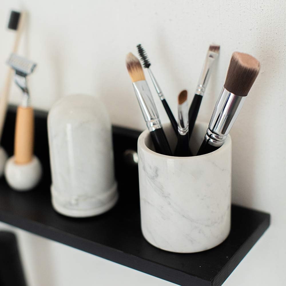 Natural Marble Pencil Pen Holder Stand for Desk Makeup Brush Cup for Girls