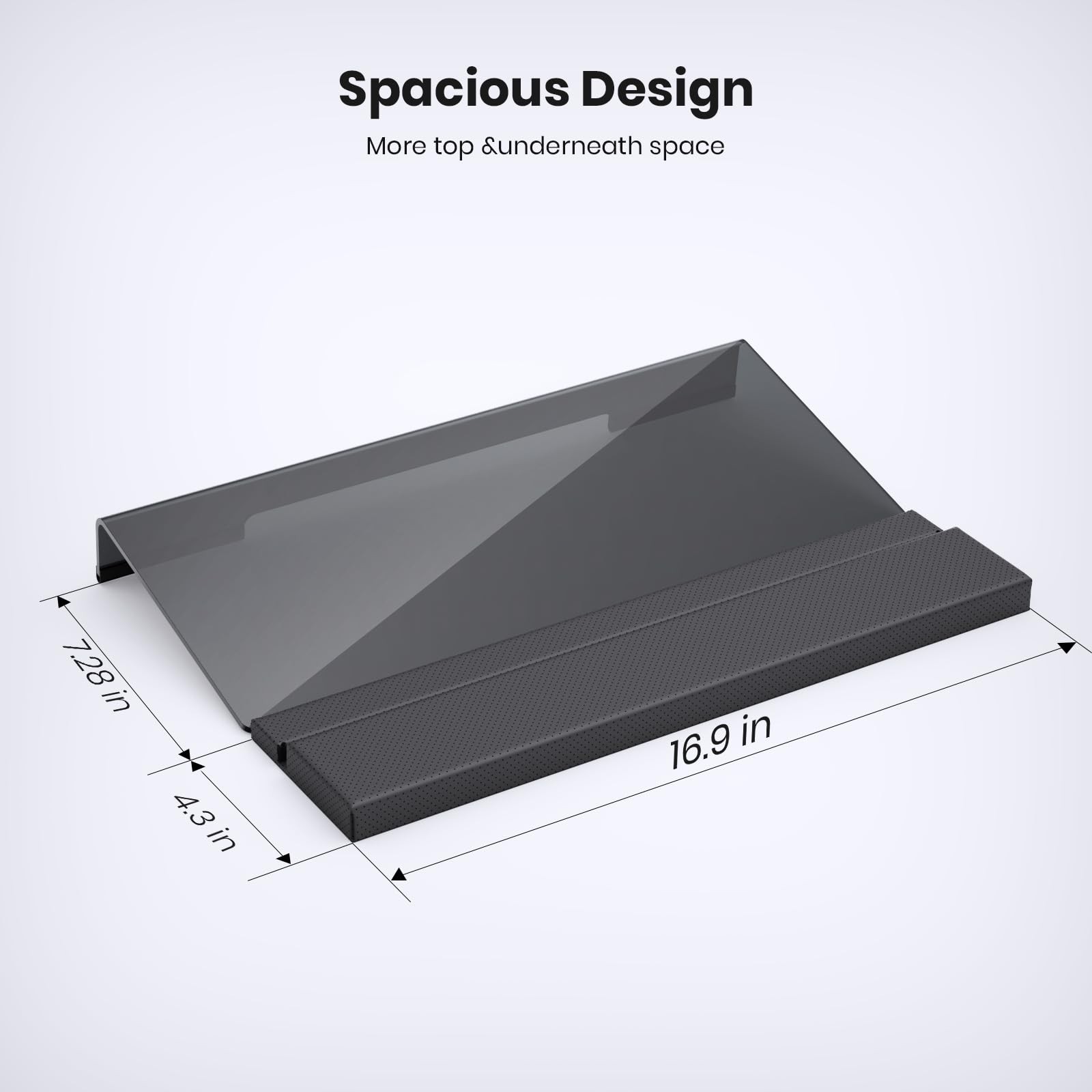 Computer Keyboard Stand Acrylic Tilted Plus, Deep Black+carfskin Comfort