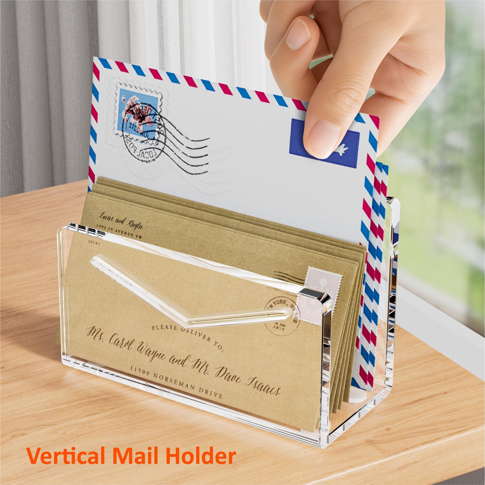 Acrylic Mail Holder, Clear Acrylic File Letter Organizer, Vertical Envelope M…