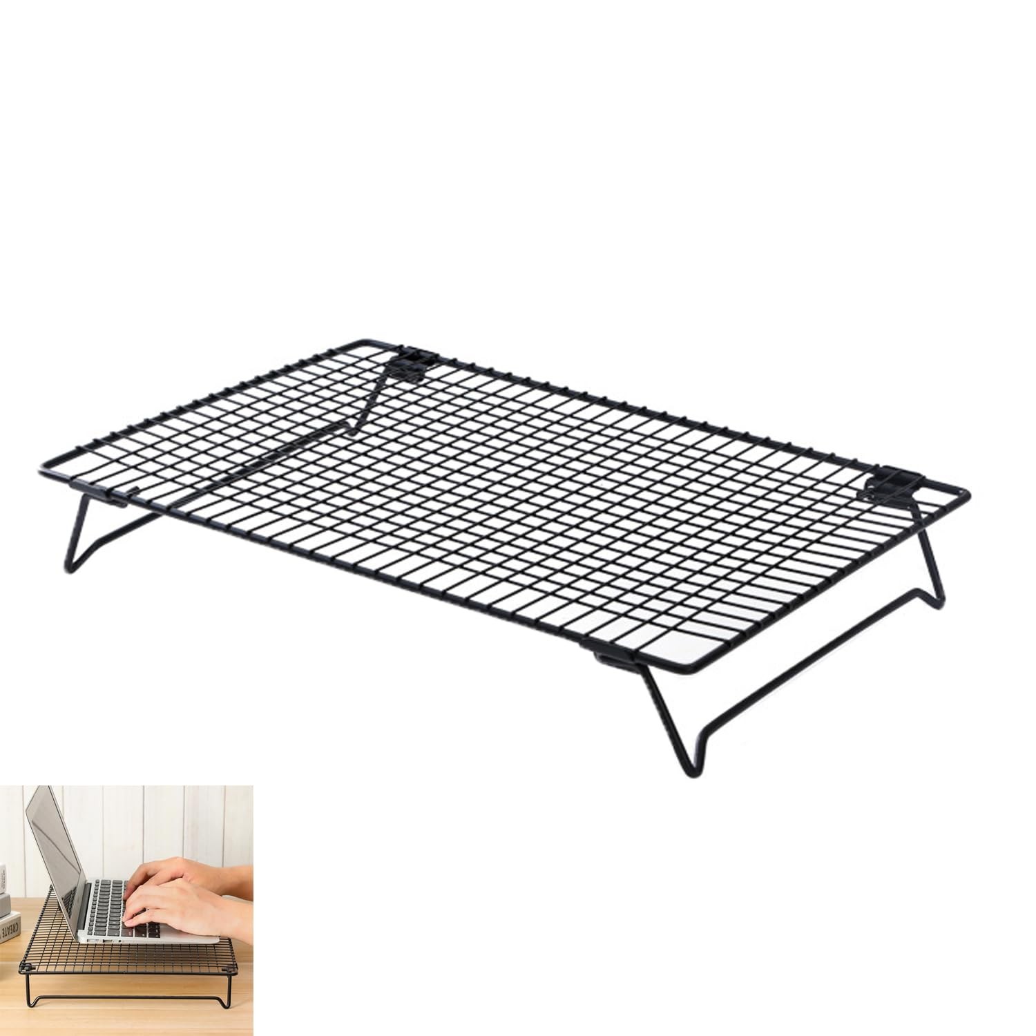 UtySty Laptop Stand Low Profile Metal Foldable Riser Holder Black