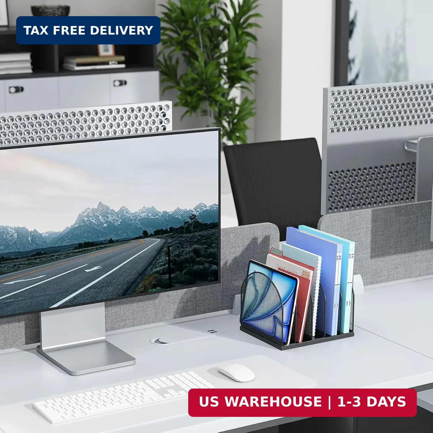 gianotter Desktop File Organizer, Desk Organizer with 5 Compartments, Paper Orga