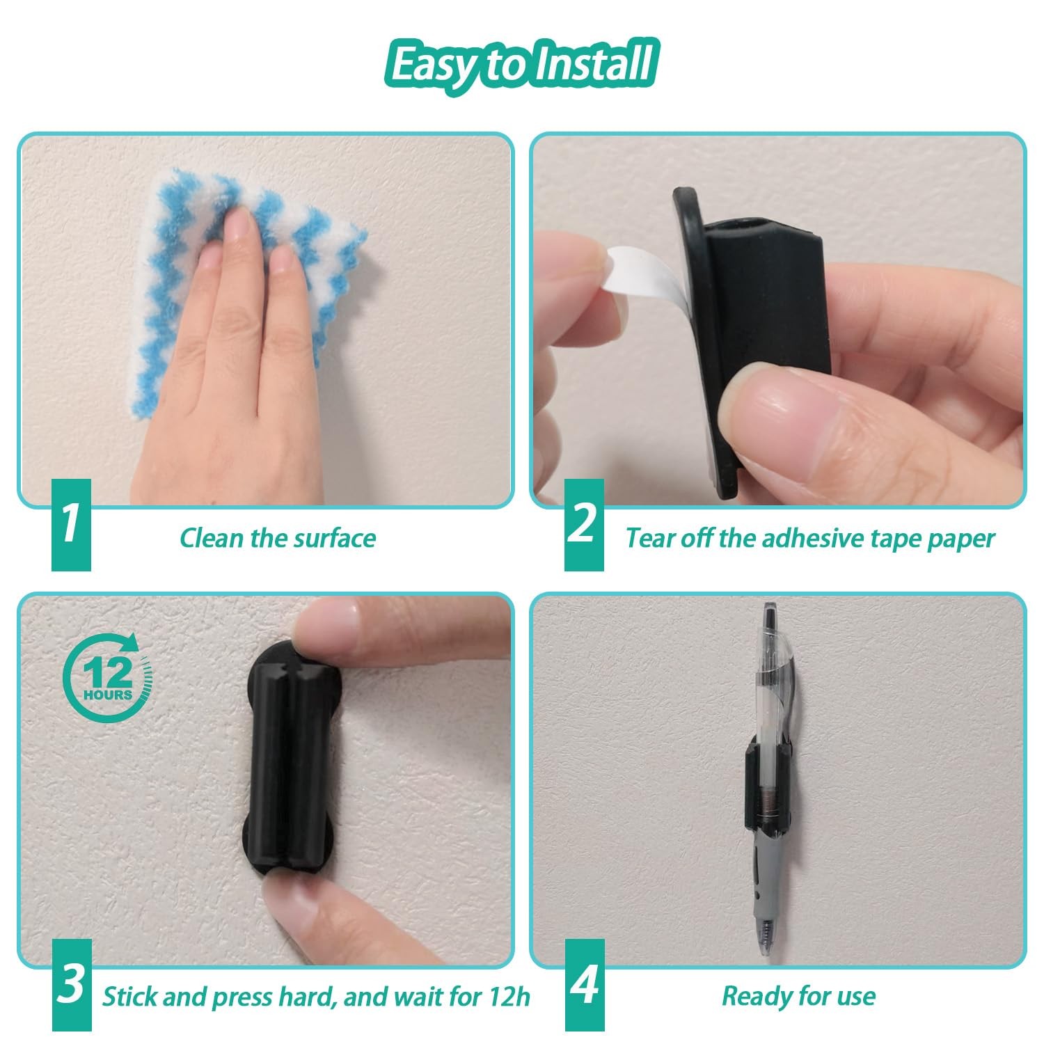 Adhesive Pen Holder for Wall Pencil Holder for Desk Organizer, 6Pack Silicone…