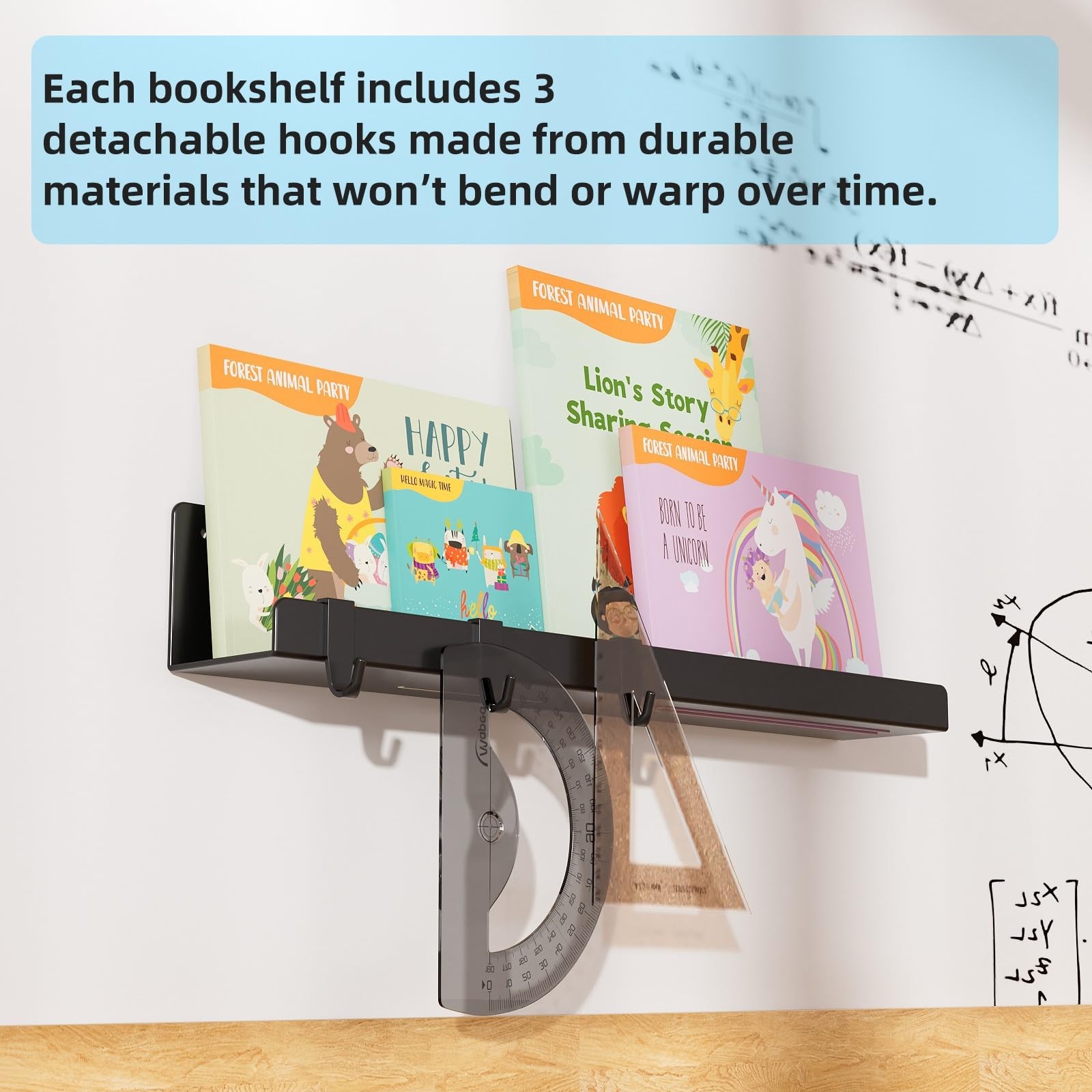2-Pack Magnetic Book Shelf for Whiteboard – 17 Inch Reusable Metal Magnetic S…