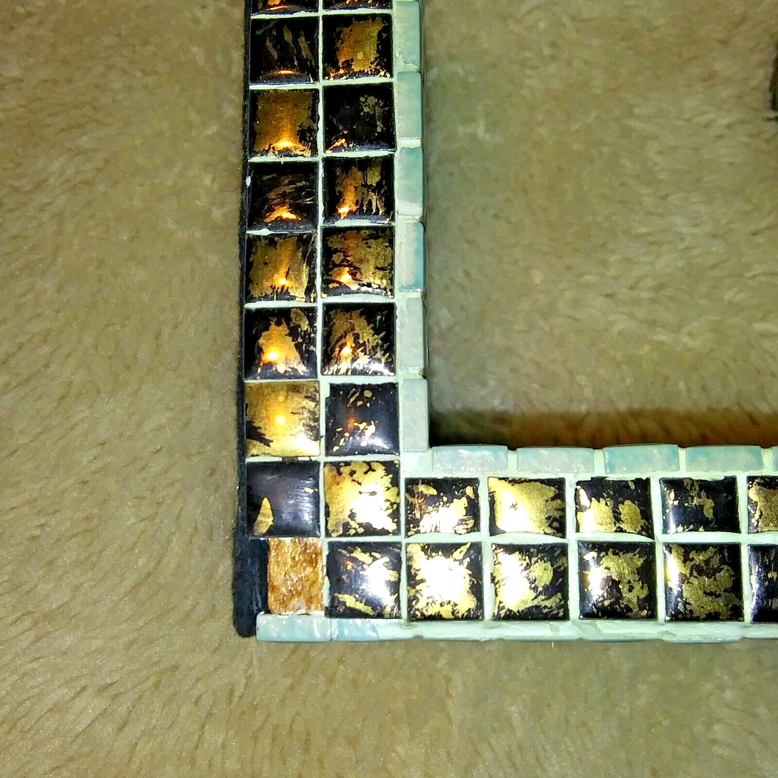 mosaic tile Book Ends robin egg blue and gold Checker decor