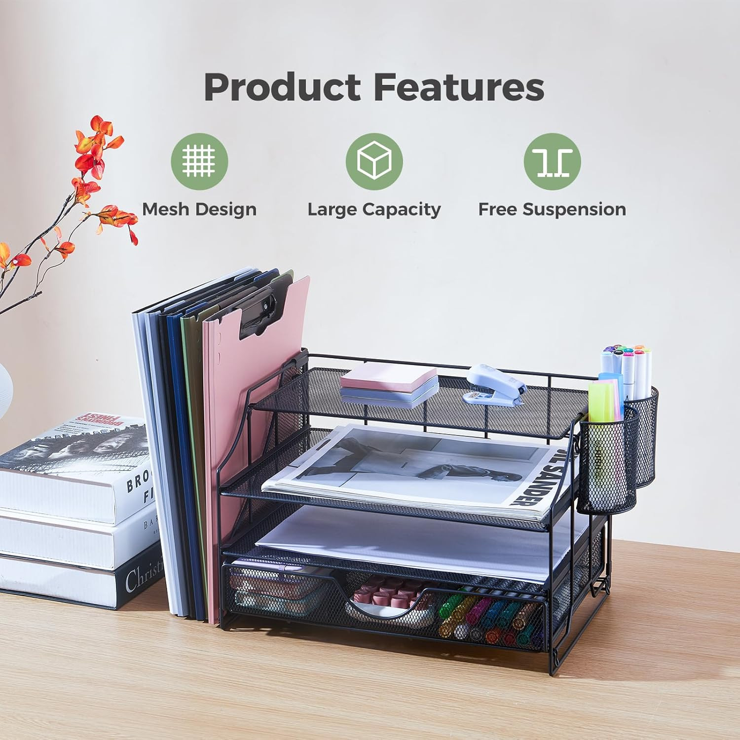 Desk Organizers and Accessories, 4 Tier Paper Letter Tray Organizer Holder Desk