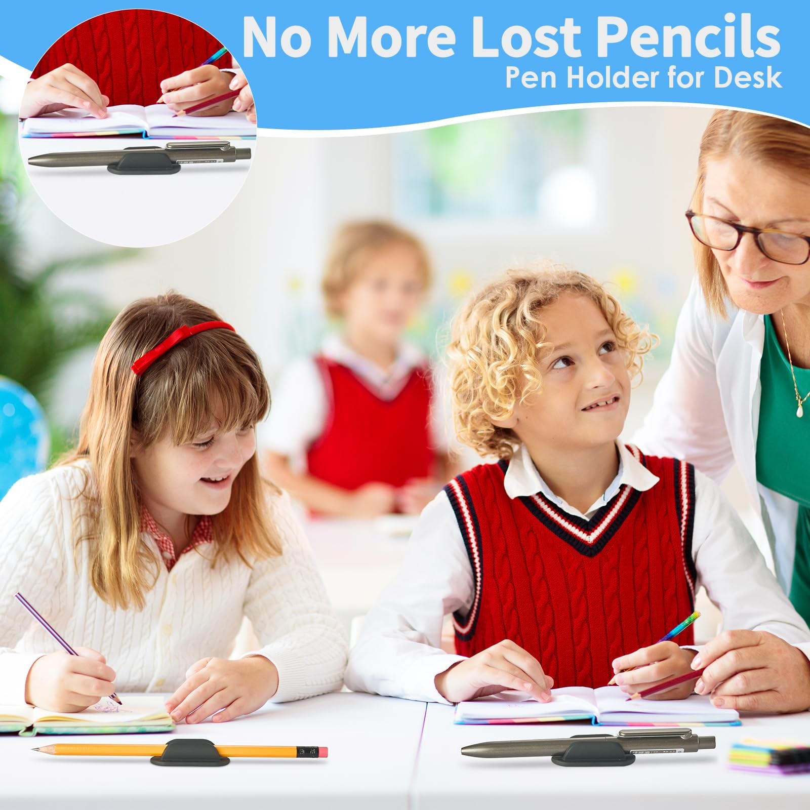 20 PCS Adhesive Pencil Holders for Desk, Silicone Pencil Holder for Desk and …