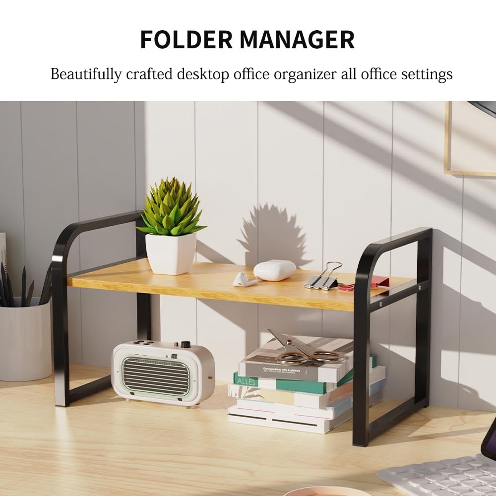 Office Desk Shelf Organizer, Wood 11.81Lx7.87Wx8.46H, White White-single Tier