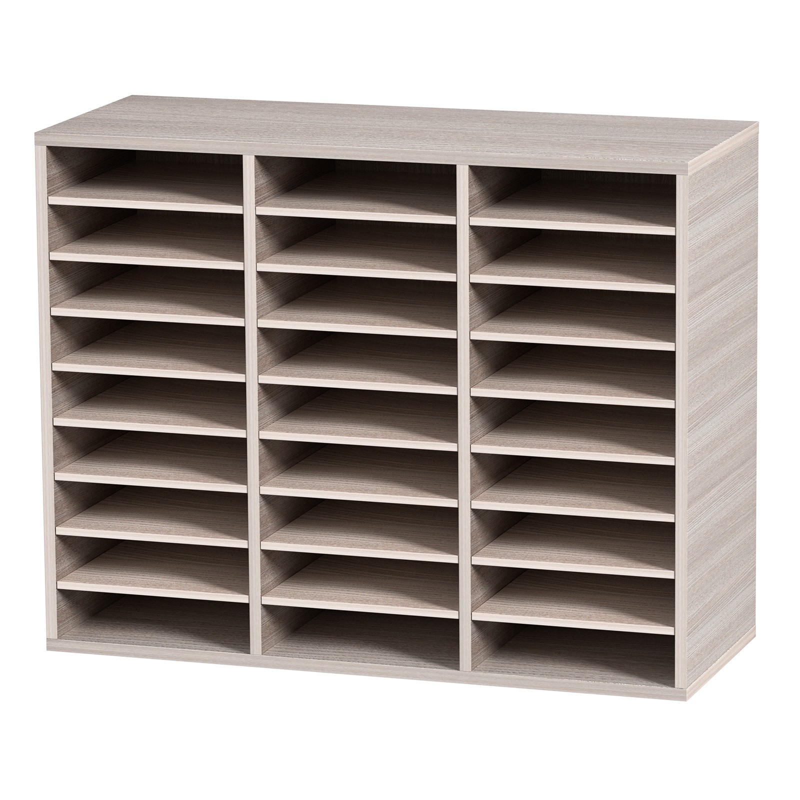 Uimoso Wood Literature Organizer File Sorter Paper Storage Holder 27 Slots Grey