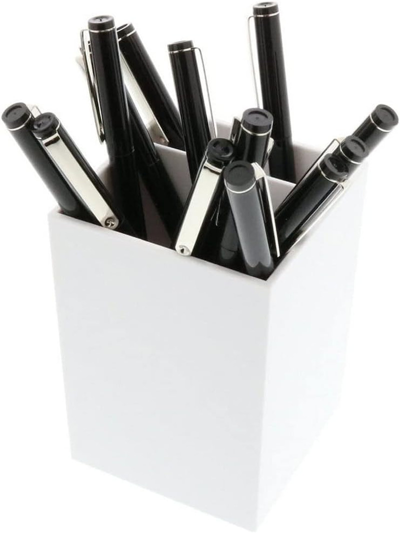 JAM PAPER Plastic Pen Holder – White – Desktop Pencil Cup – Sold Individually