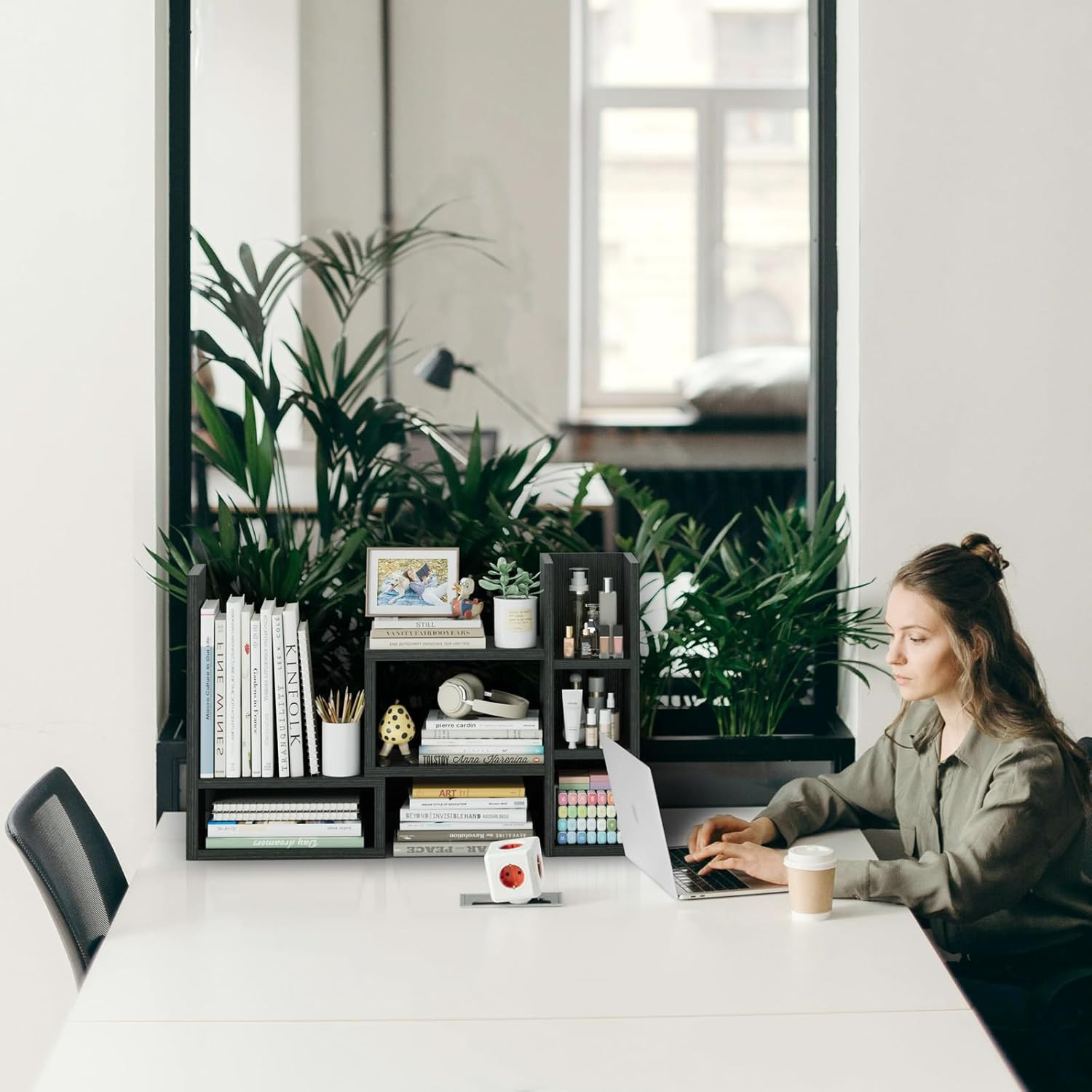 Desk Shelves Desktop Organizer Shlef – Black Office Organization for Top of Desk