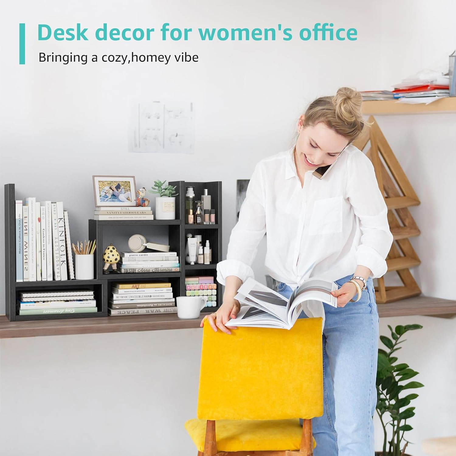 Desk Shelves Desktop Organizer Shlef – Black Office Organization for Top of Desk