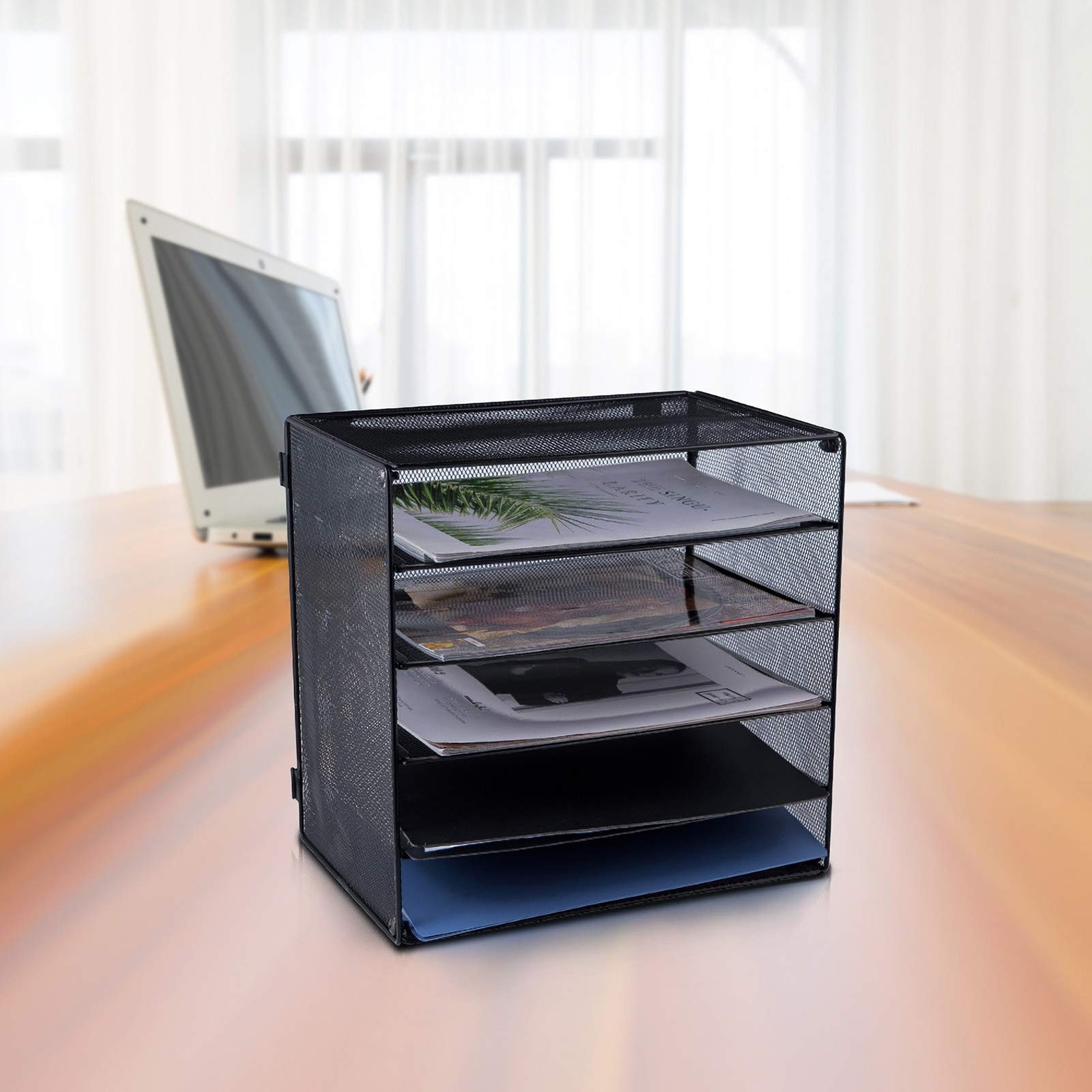EASEPRES 5 Slot Mesh Desk Organizer Tray, File Paper Letter Folder Holder Des…