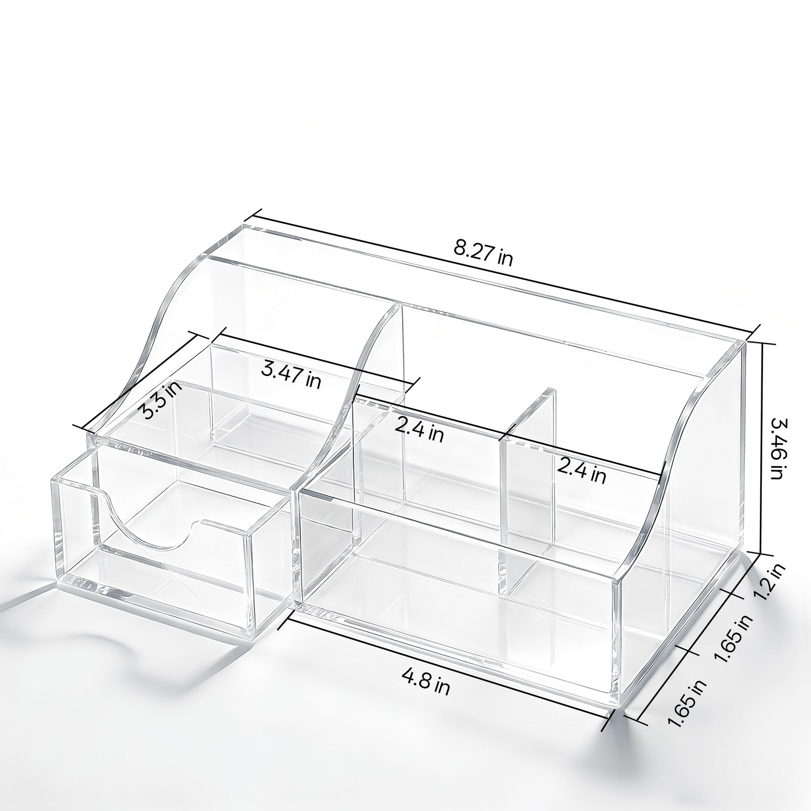 HBlife Acrylic Desk Organizer with Drawer, Pen & Pencil Holder, Clear