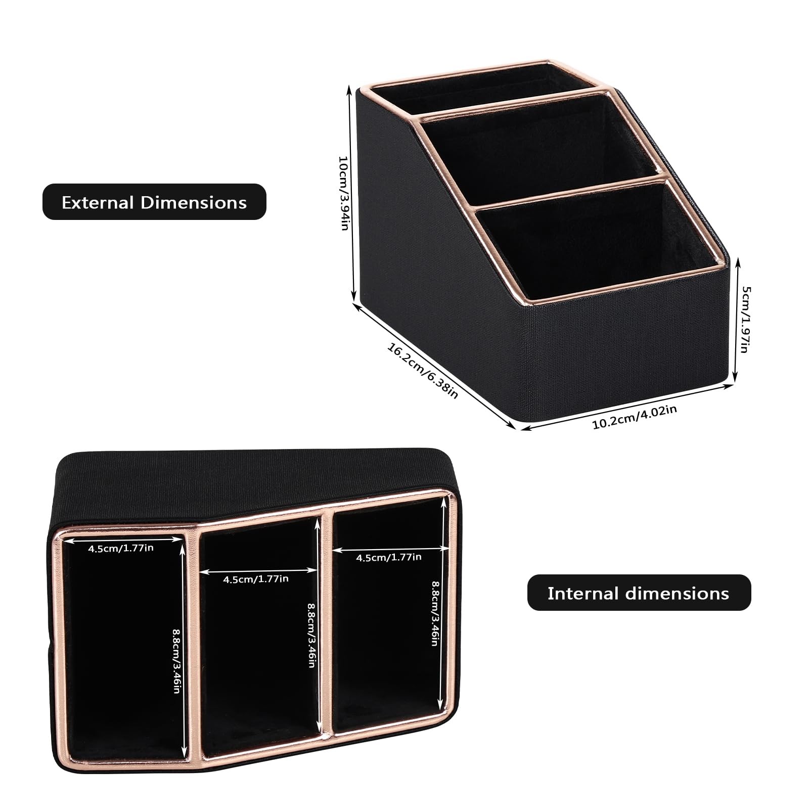 Rose Gold Edge Inlaid Leather Desktop Organizer, Remote Control Holder,Nights…